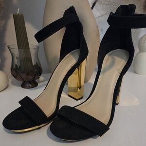 Charlotte Russe Black Heels with Gold Accent